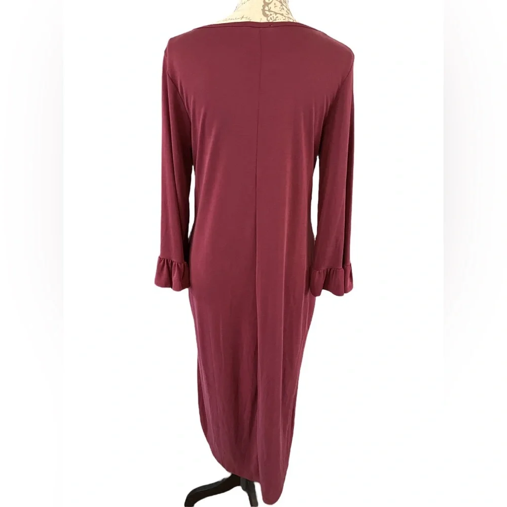 NWT Jodifl Burgundy Long sleeves Dress Boutique Size Small Pockets Midi Casual - Picture 6 of 15